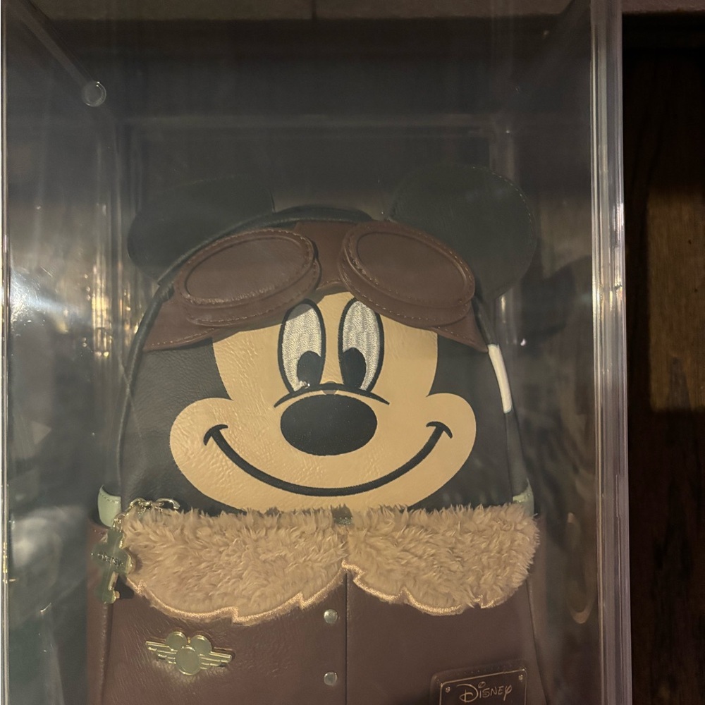 Disney Loungefly Mickey Mouse Aviator Backpack with Brown and Cream